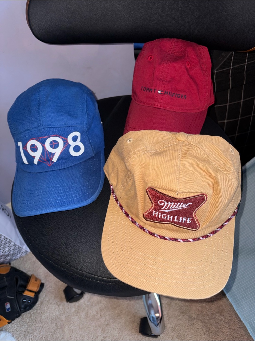 3 Hat Package: Tommy Hilfiger/ 1998 Diamond Supply Co./ Miller High Life Hats